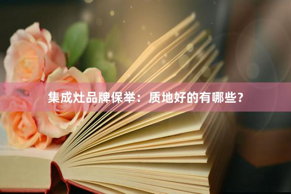 集成灶品牌保举：质地好的有哪些？